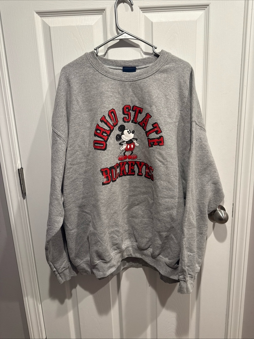 Disney Gray Crewneck Sweatshirt with Red Graphic